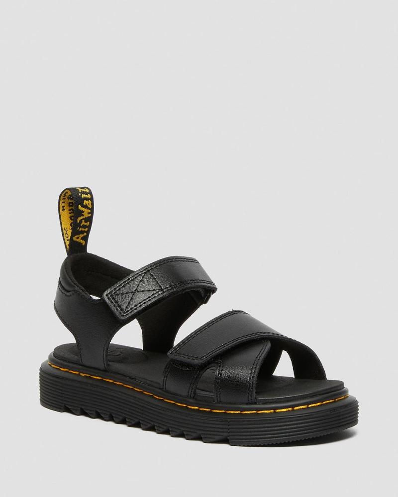 Dr Martens Junior Vossie Leren Sandalen Kinderen Zwart | NL 102GSO